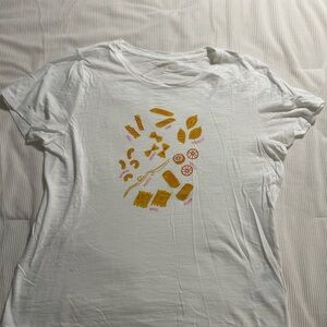 J. Crew White Tee with Pasta Print